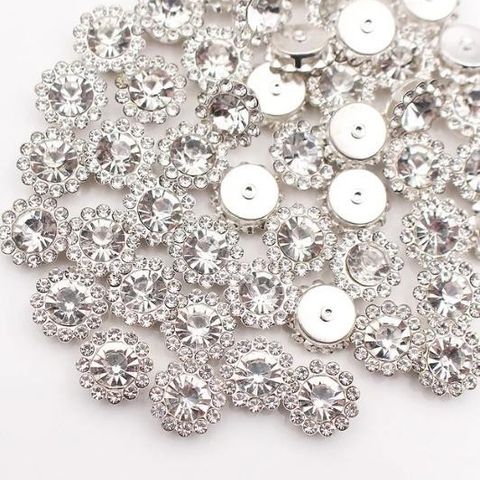 100stk Sølv Krystall Rhinestones 12mm