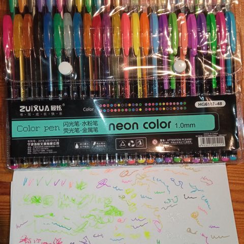 48 farger glitter gel penner