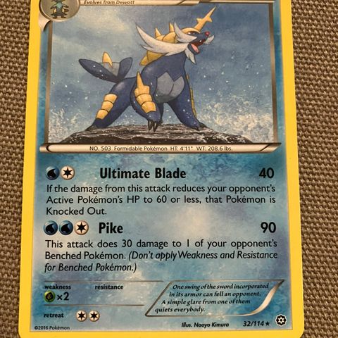 Samurott 32/114 Pokemon kort