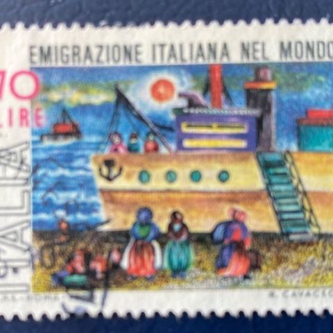 Italia 1975  100 år utvandring AFA 1395  Stemplet