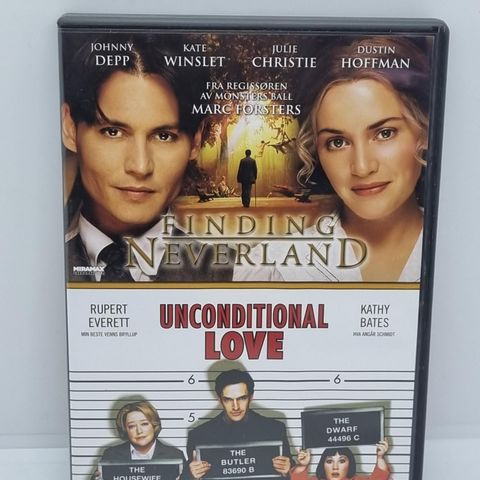 Finding neverland og Unconditional love. Dvd