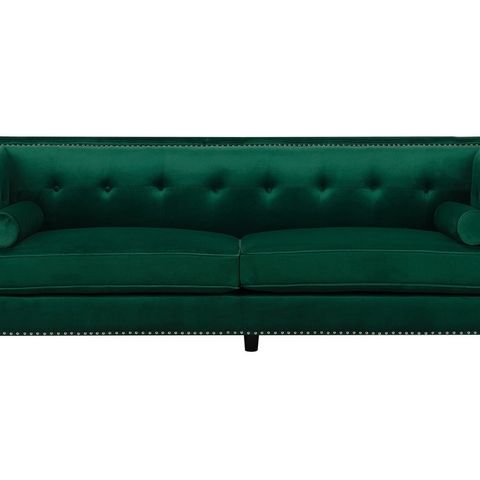 Smaragdgrønn fløyel sofa selges brukt