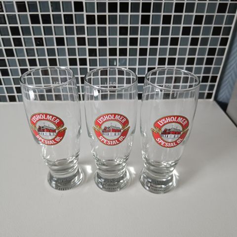 Reservert 3 stk Lysholmer Spesial øl glass