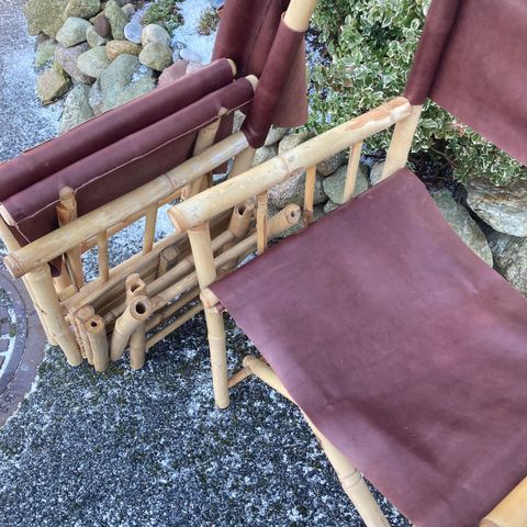 Regissørstoler i bambus / manilla med skinnseter