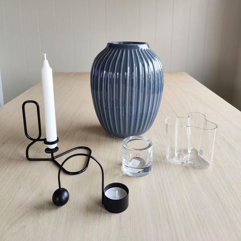 Lysestaker og vaser frå Kähler, Iittala, Ferm Living og Hay