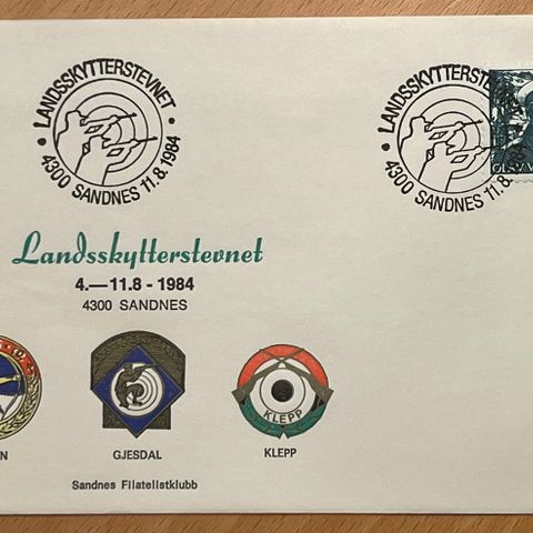 LANDSSKYTTERSTEVNET 1984 - Sandnes - Minnekonvolutt/Spesialstempel