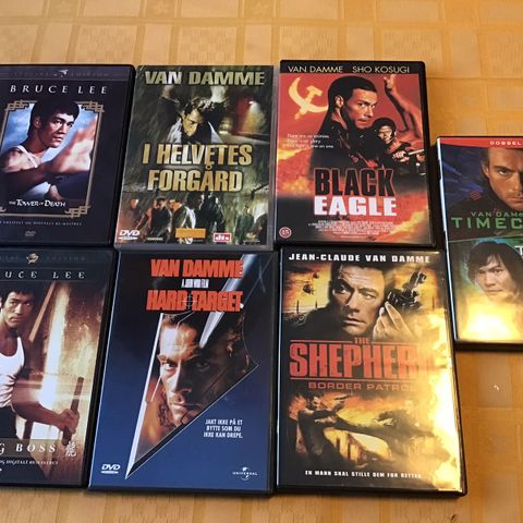 8 stk DVD Kampsport, Bruce Lee, Van Damme