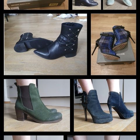 Ekte skinn boots, støvler, botilions sandaler og slip in sko i str38,37,39