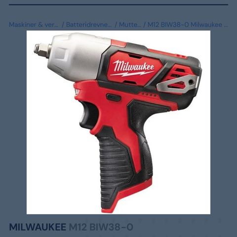 MILWAUKEE M12 BIW38-0 + MILWAUKEE M12 NRG-402 batteripakke