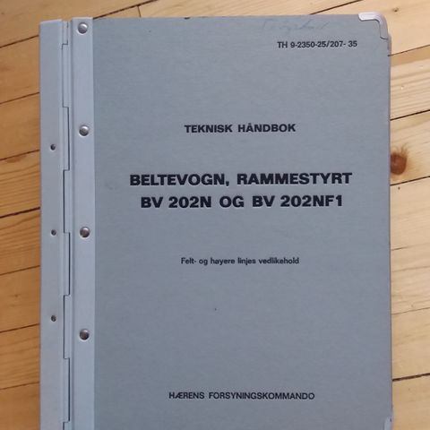 Verkstedhåndbok, delekatalog, mm til BV 202, 202 F1 til salgs