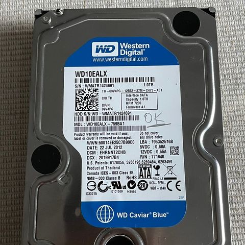 WD Western Digital 1TB HDD Hard Drive 1TB