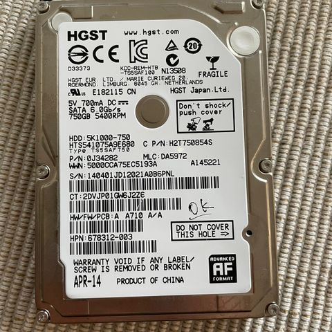 HGST HDD 750 GB Hard Drive