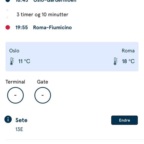 Flybillett Oslo - Roma
