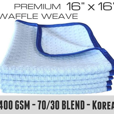 The Rag Company's Waffle Weave Microfiber Towel (pakke med 5 stk)