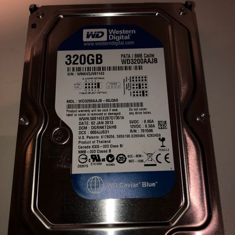 Blå Kaviar er godt det! WD Caviar Blue. WD3200AAJB 0.32 TB harddisk