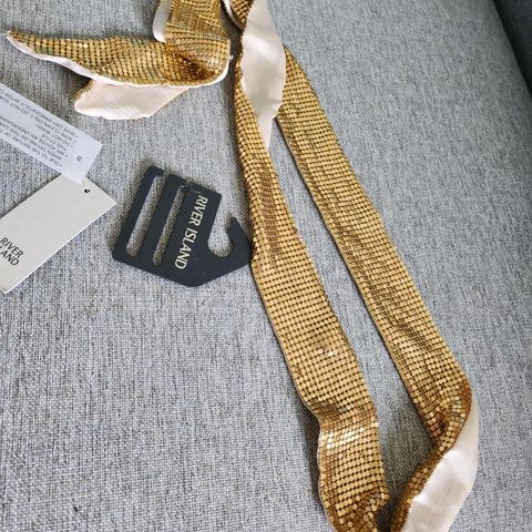 NY - River Island - Scarf - Tie - Neckerchief - Metal Sequins  - Long  - Thin