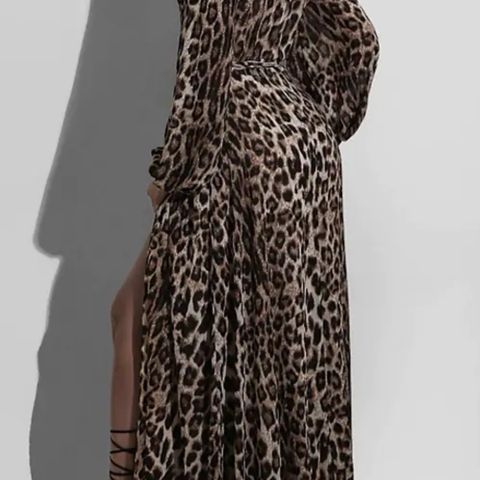 Leopard maxi kjole omslagskjole 34