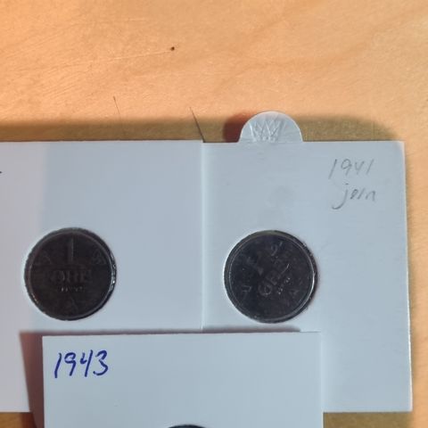 1 ØRE 1941,1942 OG 1943 JERN