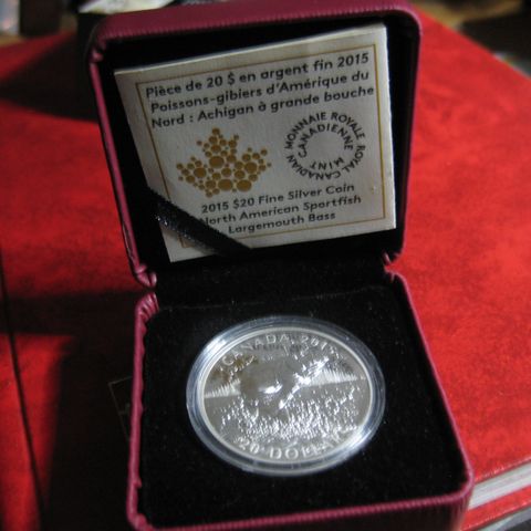 20 Dollar Canada 2015 sølv proof  Sportsfiske  1 OZ 9999