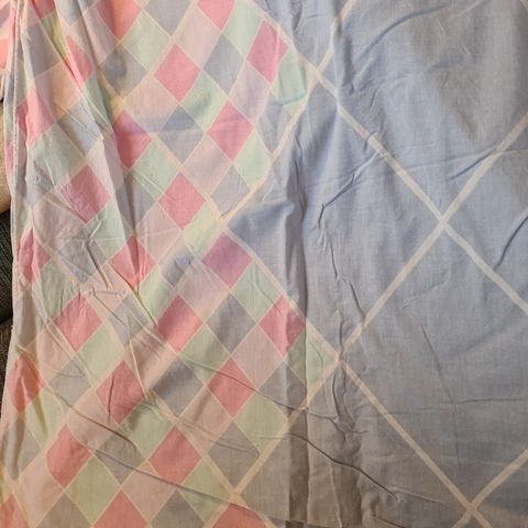 Vintage sengesett, rosa / blå mønstret