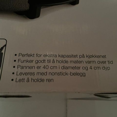 KAN LEVERE RASK Stor elektrisk stekepanne/grillpanne/ pizza pan, så å si ubrukt!