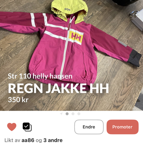 Hellyhansen regnjakke Str 110