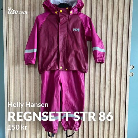 Pent brukt regnsett fra Helly Hansen str 86