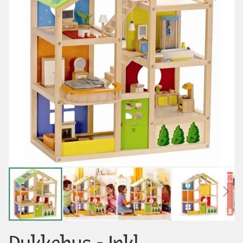 Hape dukkehus inkludert møbler og dukker