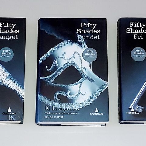 3 FIFTY SHADES BØKER.FANGET-BUNDET-FRI.INNBUNDET.