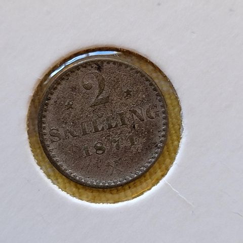 2 skilling 1871 m/stjerner Carl XV