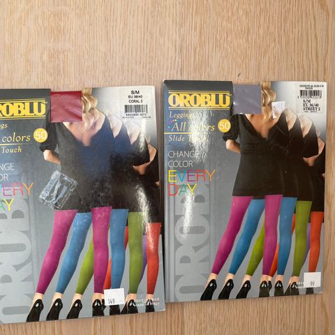 Oroblu leggings 2 stk rød/grå str S/M