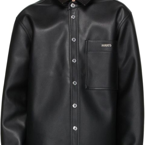 Axel Arigato Black Faux-Leather thames overshirt