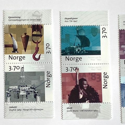 Norge 1997 Posten 350 år III NK 1295 - NK 1302 Postfrisk