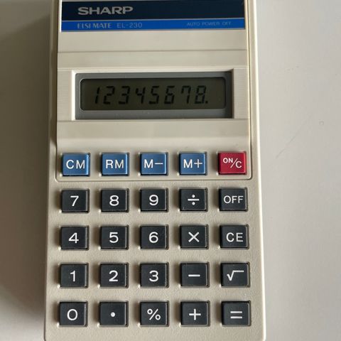 SHARP EL-230 CALCULATOR med orginal eske og bruksanvisning