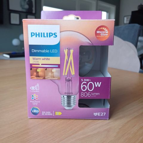 Ny Philips dimmbar LED lyspære