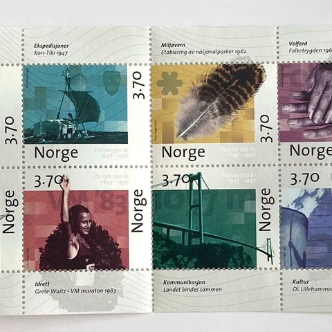 Norge 1997 Posten 350 år III NK 1295 - NK 1302 S 51  Postfrisk