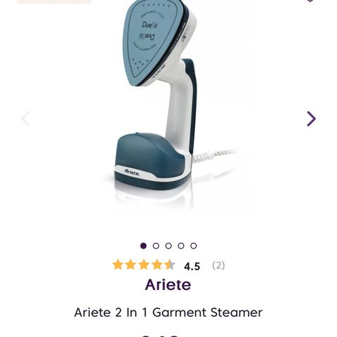 Ariete Ariete 2 In 1 Garment Steamer (håndholdt dampstrykejern)