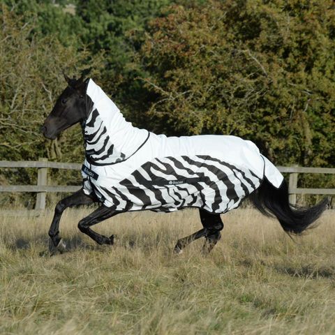 Bucas/ Buzz-off Rain Zebra Full Neck Str.155 og Bucas fluemaske