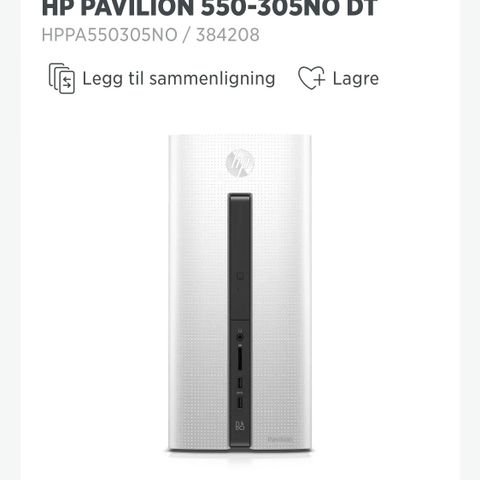 Stasjoner PC - HP PAVILION 550-305NO