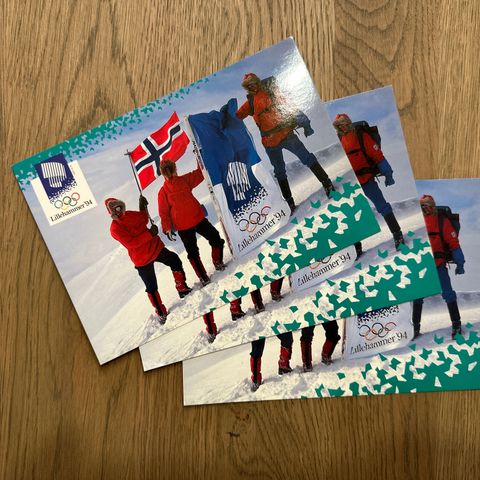 Lillehammer OL 94 - Postkort av OL flagg