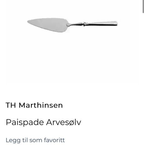 Th. Marthinsen Arvesølv: Paispade/Kakespade