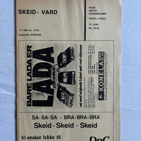 Program  Skeid - Vard Haugesund 1977