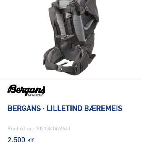 Pent brukt bergans bæremeis lilletind