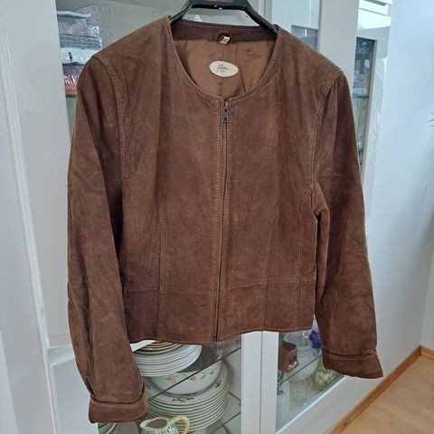 Retro brun Semsket skinn jakke,  Merke Jotama Str. 42