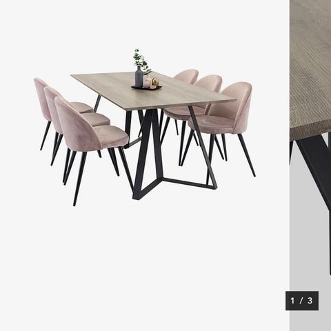 Spisebord og 6 velvet stoler