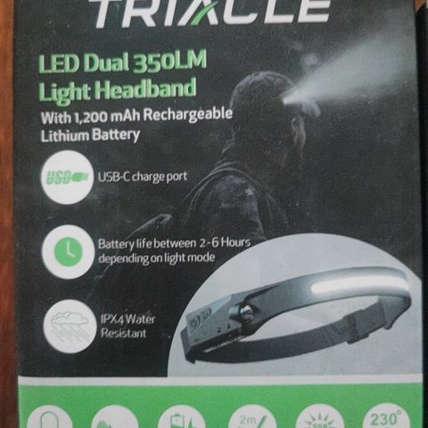 Led dual light headband  w/1.200 mah rechargeable litium battery