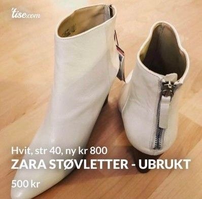 Hvite støvletter fra Zara str. 40