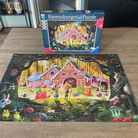 Ravensburger puslespill 1000 brikker Rødhette og ulven i hel og pen stand