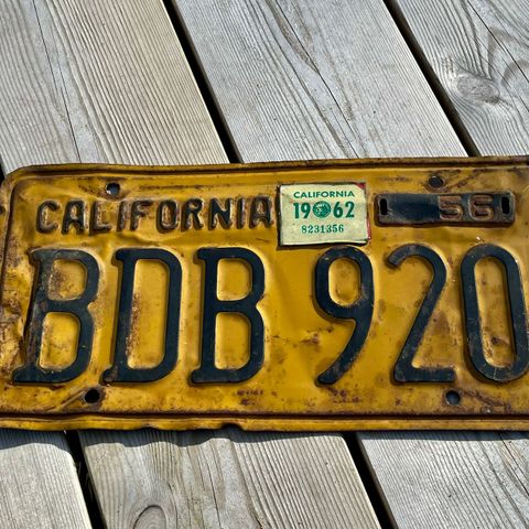 California 1956 Yellow Plate