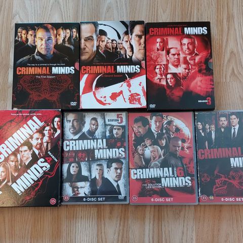 Criminal Minds sesong 1-7 med norsk tekst, 45 kr per stykk